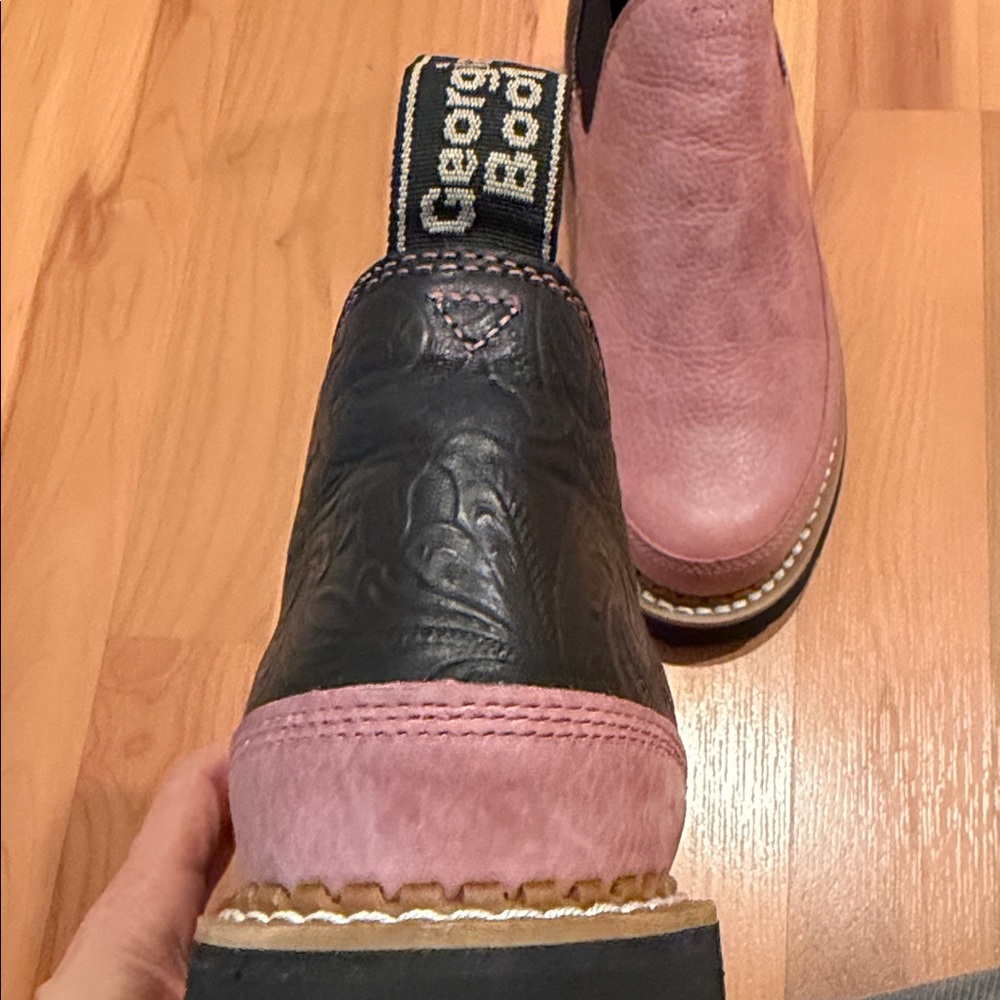 Georgia Boot Women's Pink Leather Slip-On Boots - Picture 3 of 6